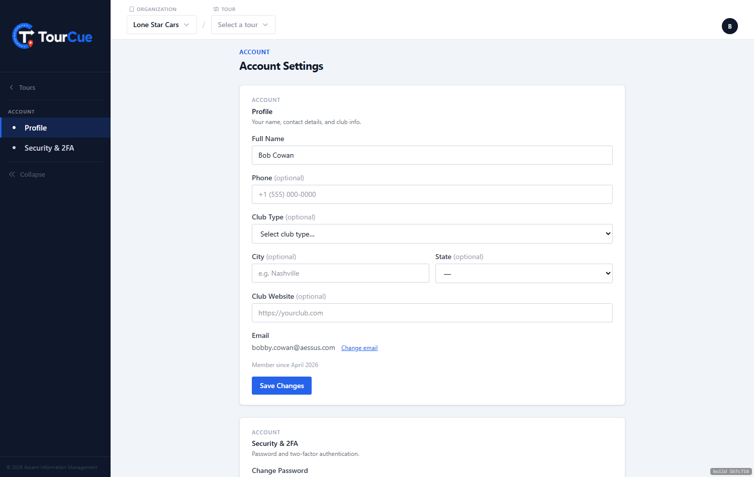 Your account & 2FA